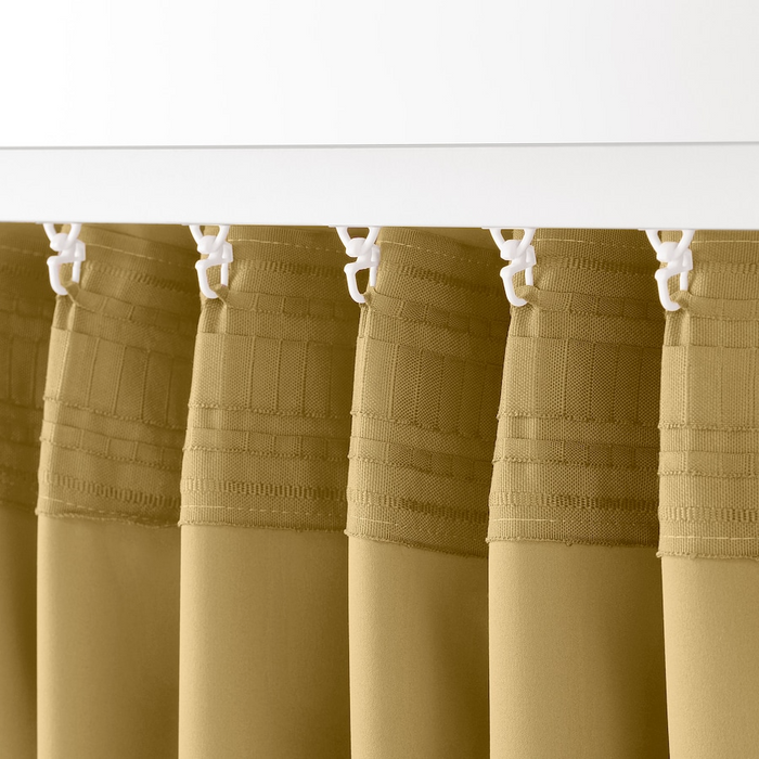 MAJGULL Room darkening curtains, 1 pair, with heading tape/beige-yellow, 145x250 cm, 20586024