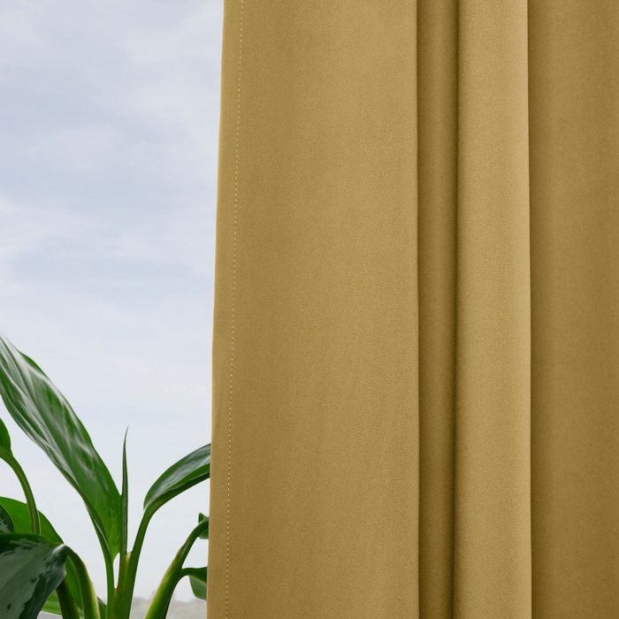 MAJGULL Room darkening curtains, 1 pair, with heading tape/beige-yellow, 145x250 cm, 20586024