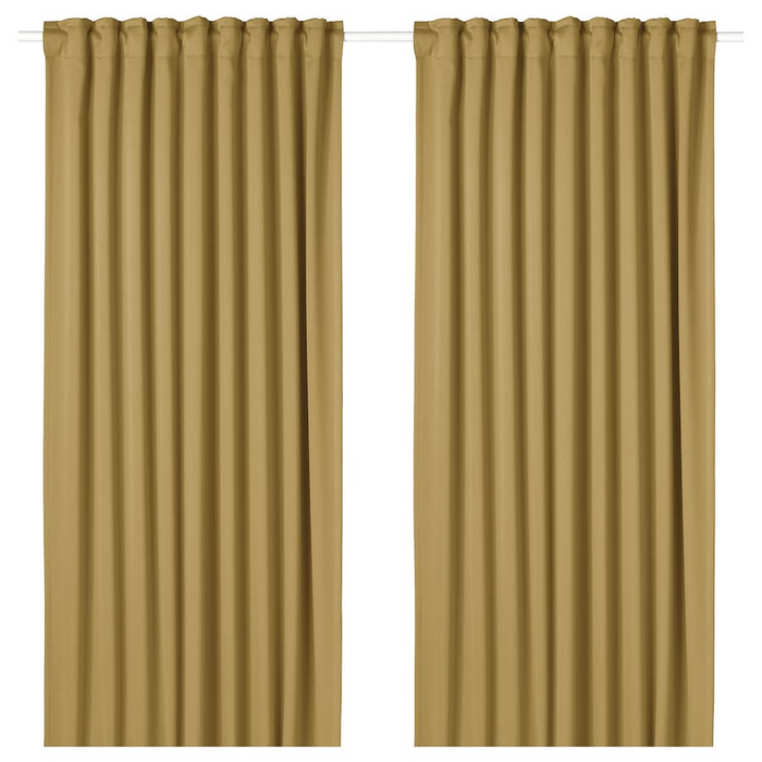 MAJGULL Room darkening curtains, 1 pair, with heading tape/beige-yellow, 145x250 cm, 20586024