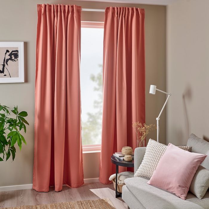 MAJGULL Room darkening curtains, 1 pair, pink, 145x250 cm, 70569753