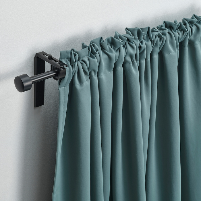 MAJGULL Room darkening curtains, 1 pair, with heading tape/dark grey-turquoise, 145x250 cm, 00586020