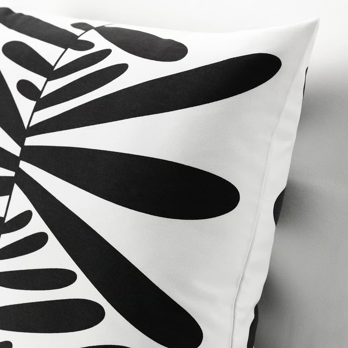 MAJSMOTT Cushion cover, off-white/black, 50x50 cm, 10563438