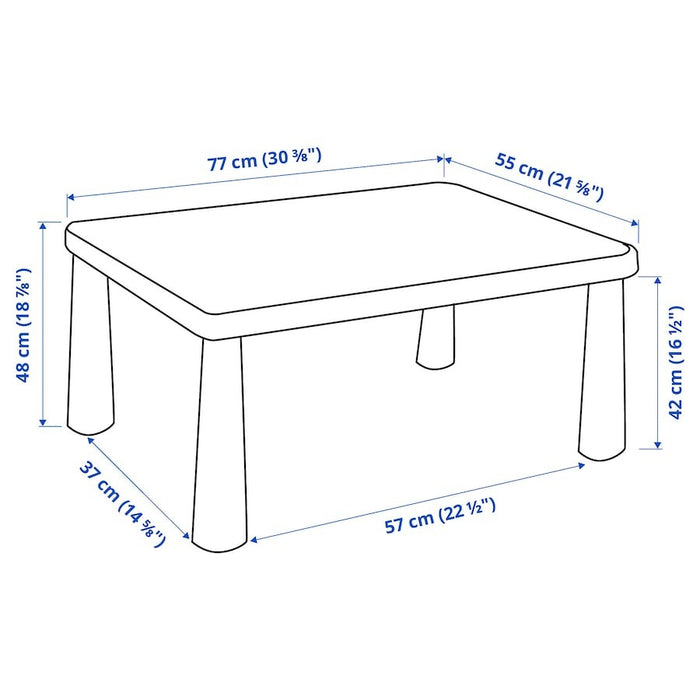 MAMMUT Children's table, in/outdoor bright green 77x55 cm, 30581993