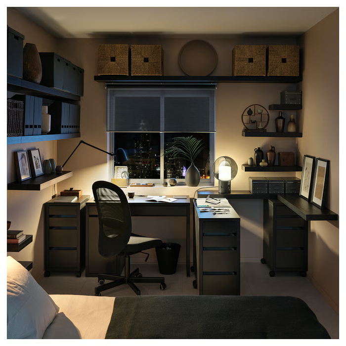 MICKE Desk, black-brown 105x50 cm, 00354275