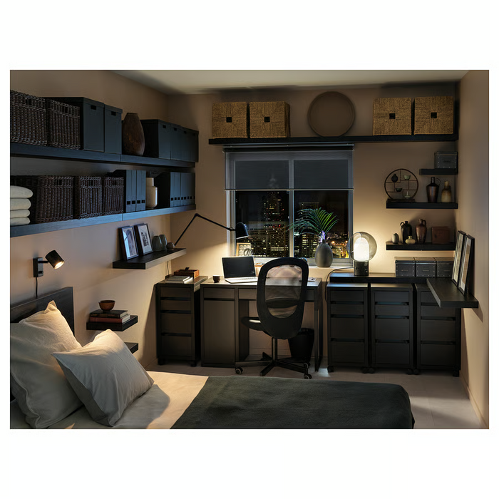 MICKE Desk, black-brown 105x50 cm, 00354275