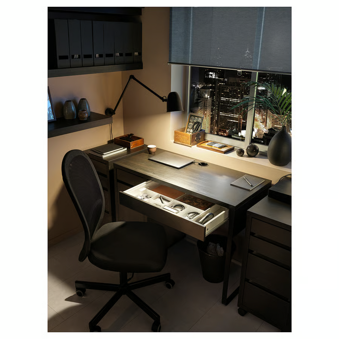 MICKE Desk, black-brown 105x50 cm, 00354275