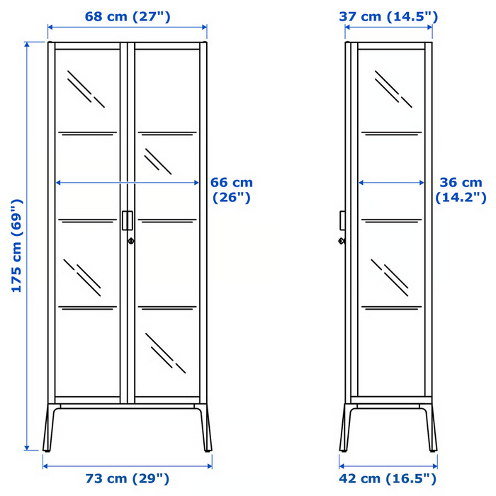 MILSBO Glass-door cabinet, white 73x175 cm, 10396425