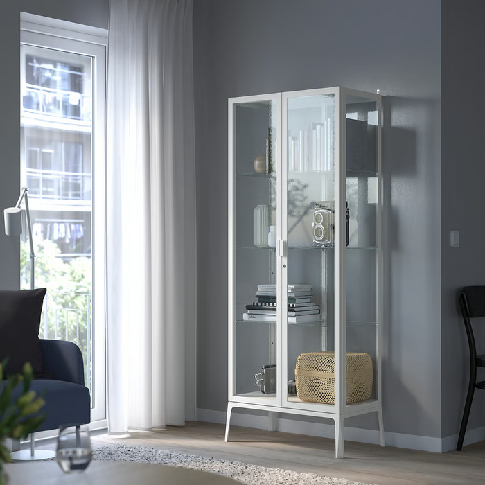 MILSBO Glass-door cabinet, white 73x175 cm, 10396425