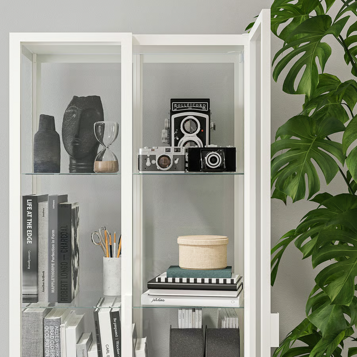 MILSBO Glass-door cabinet, white 73x175 cm, 10396425