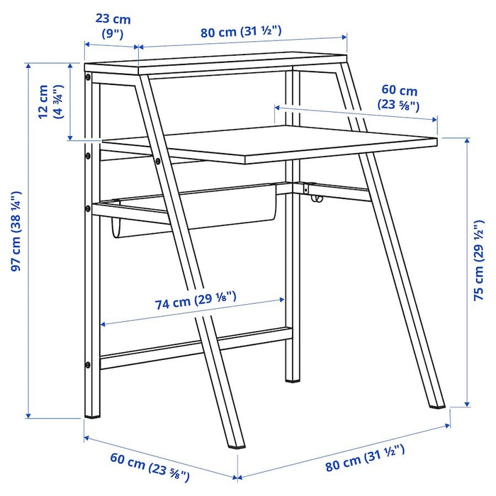 MITTPLAN Desk, white, 80x60 cm, 50549431