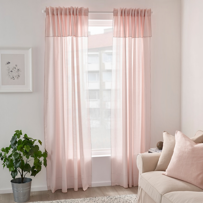 MOALISA curtains, 1 pair, pale pink/pink, 145x250