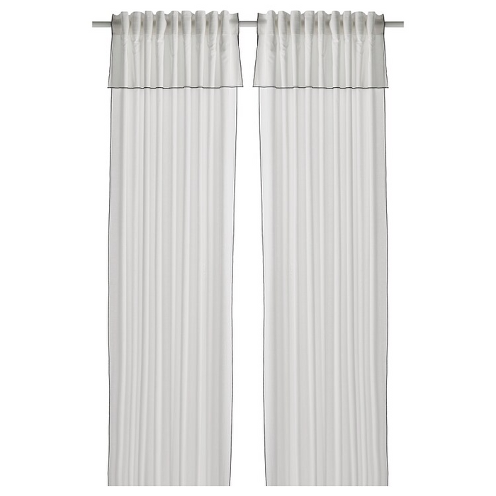 MOALISA Curtains, 1 pair, white/black, 145x250 cm