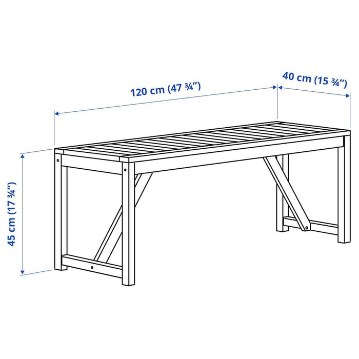 NAMMARO Bench, outdoor, light brown stained, 120 cm, 10510341