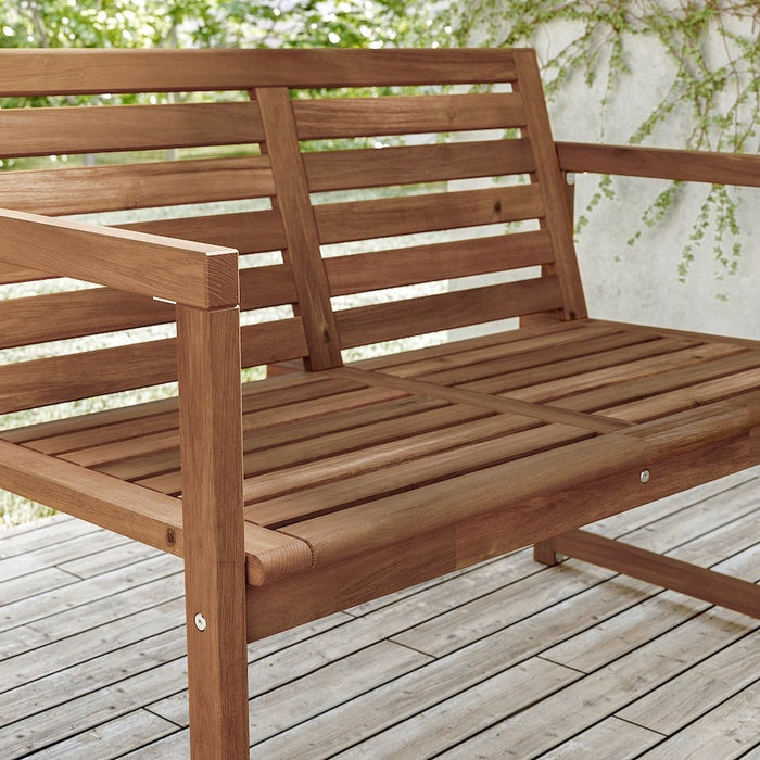 NAMMARO Bench with backrest, outdoor, light brown stained, 50510339