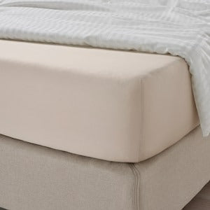 NATTJASMIN Fitted sheet, light beige, 180x200 cm