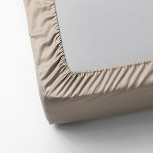 NATTJASMIN Fitted sheet, light beige, 150x200 cm