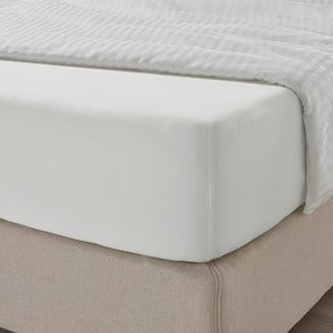 NATTJASMIN Fitted sheet, white, 150x200 cm