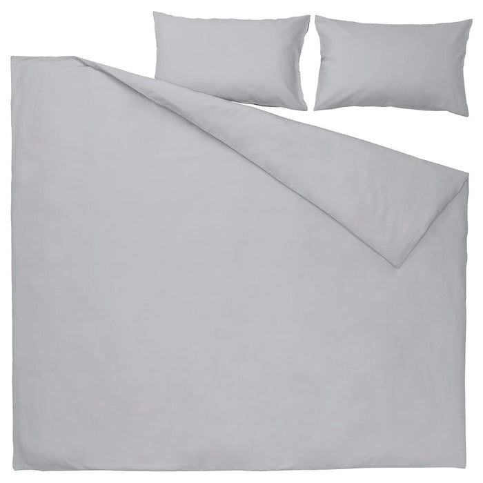 NATTSVARMARE Duvet cover and 2 pillowcases, light grey, 200x200/50x80 cm, 10529312