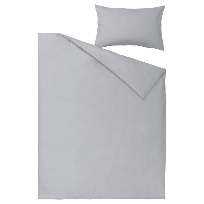 NATTSVARMARE Duvet cover and pillowcase, light grey, 150x200/50x80 cm