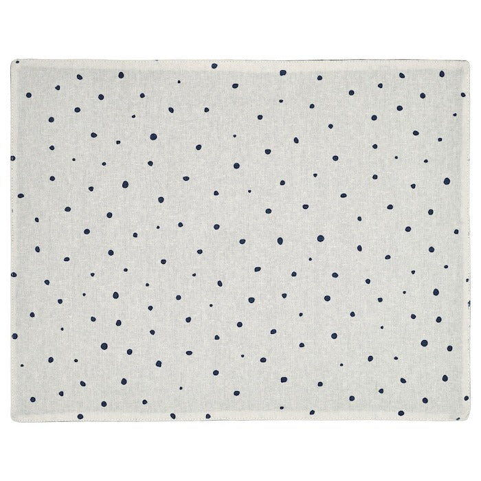 NISSOGA Place mat, white/dark blue, 45x35 cm