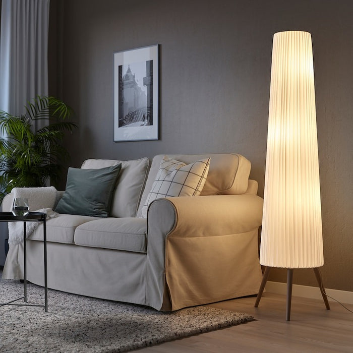 OKENSAND Floor lamp, beech/white