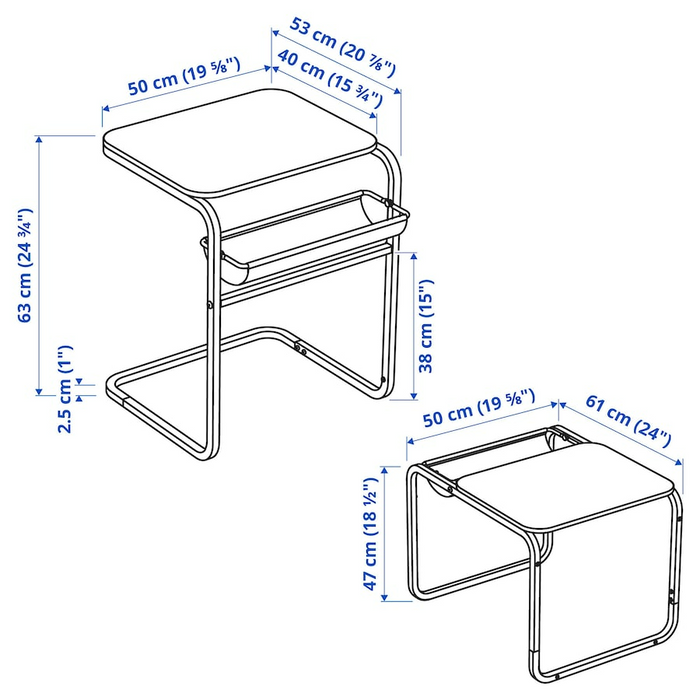 OLSEROD Side table, anthracite/birch effect dark yellow, 53x50 cm