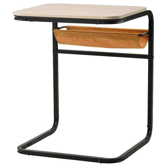 OLSEROD Side table, anthracite/birch effect dark yellow, 53x50 cm