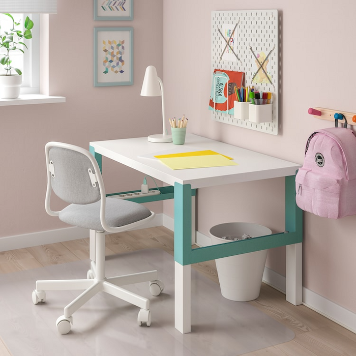 PAHL Desk, white/turquoise, 96x58 cm, 69437476