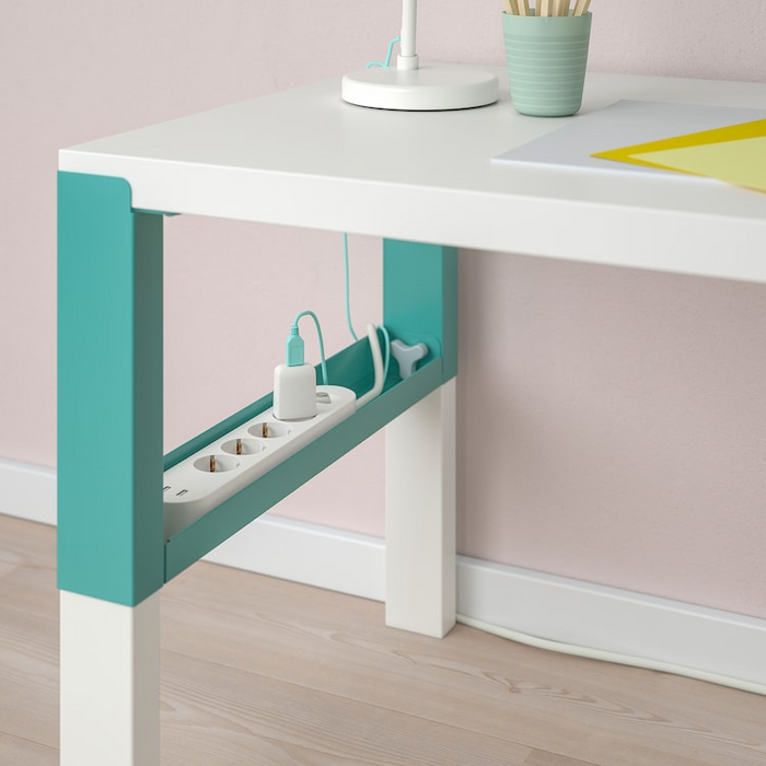 PAHL Desk, white/turquoise, 96x58 cm, 69437476