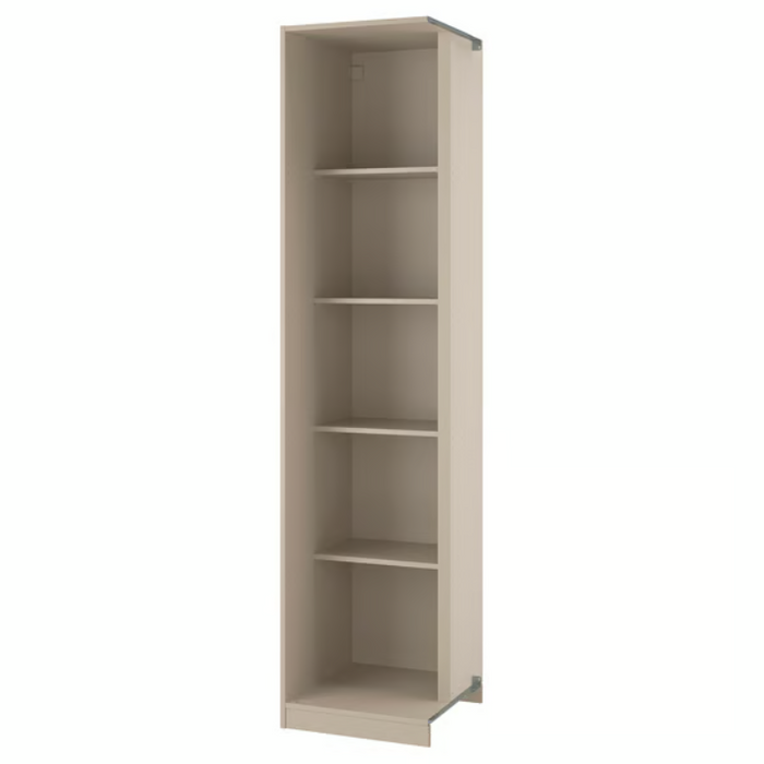 PAX Add-on corner unit with 4 shelves, grey-beige, 53x58x236 cm, 90515113 (Pre-order)