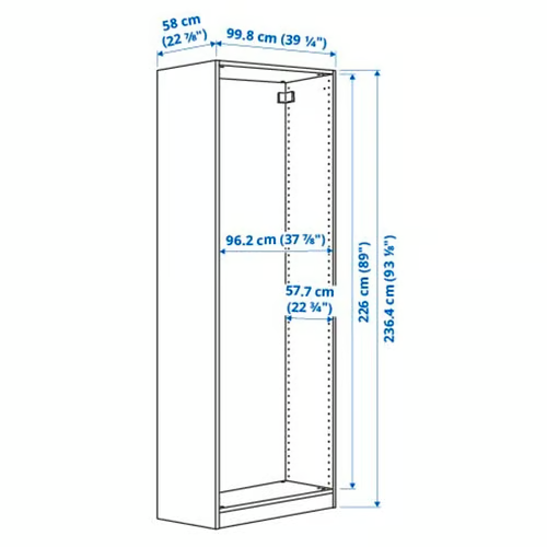 PAX Wardrobe frame, grey-beige, 100x58x236 cm, 80509023 (Pre-order)