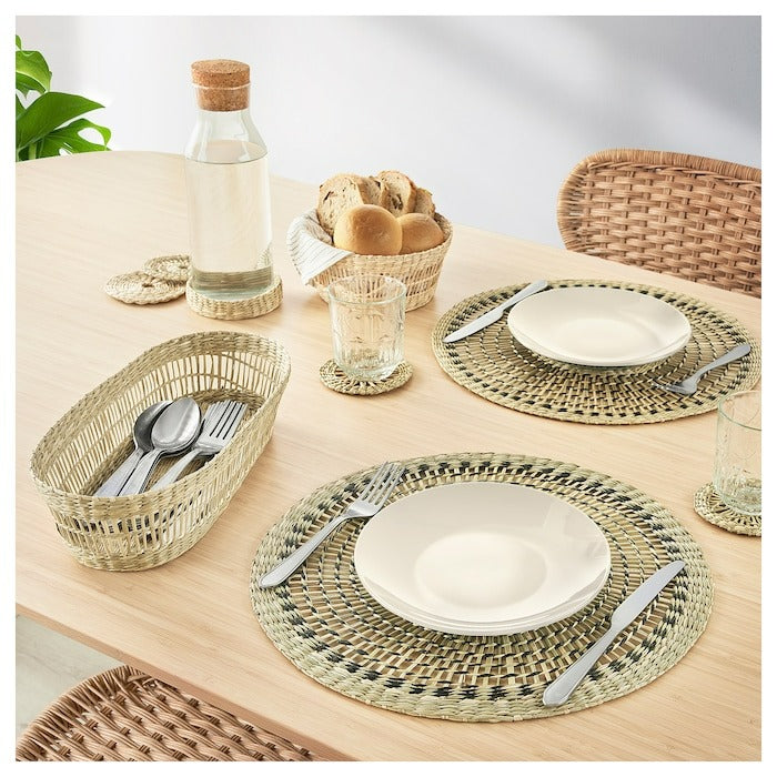 PENNFISK Place mat, natural/sedge handmade, 37 cm