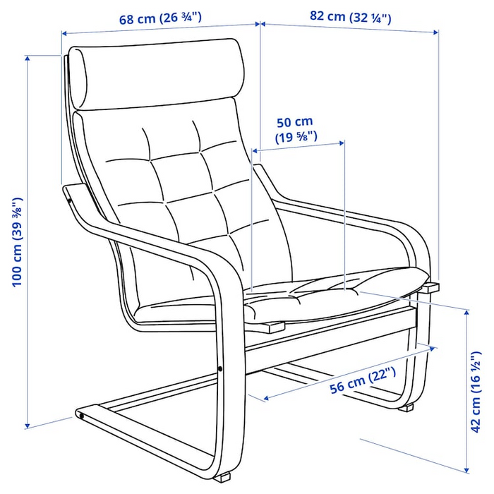 POANG Armchair, brown/Gunnared dark grey, 39502067