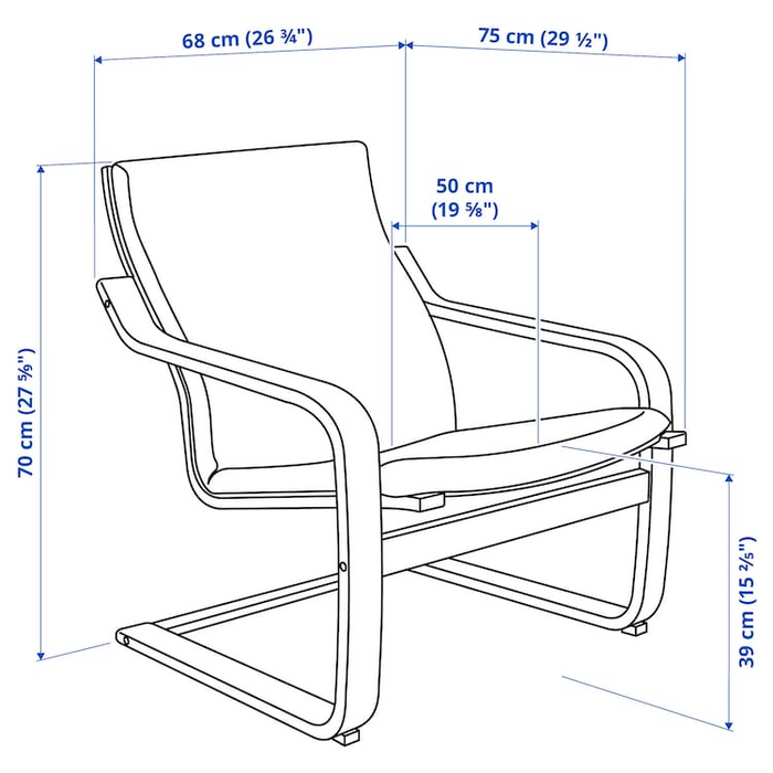 POANG Low-back armchair, natural colour/beige/Katorp natural colour/beige, 69551607