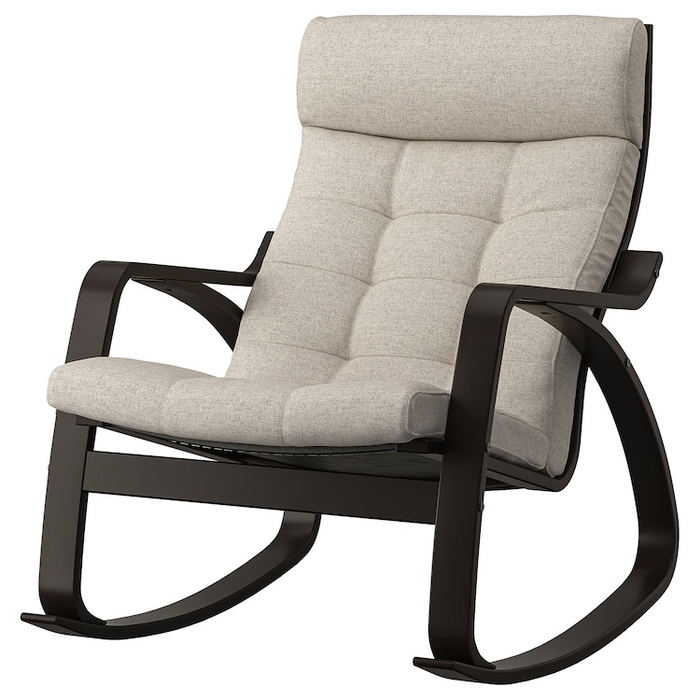 POANG Rocking-chair, black-brown/Gunnared beige, 69502042