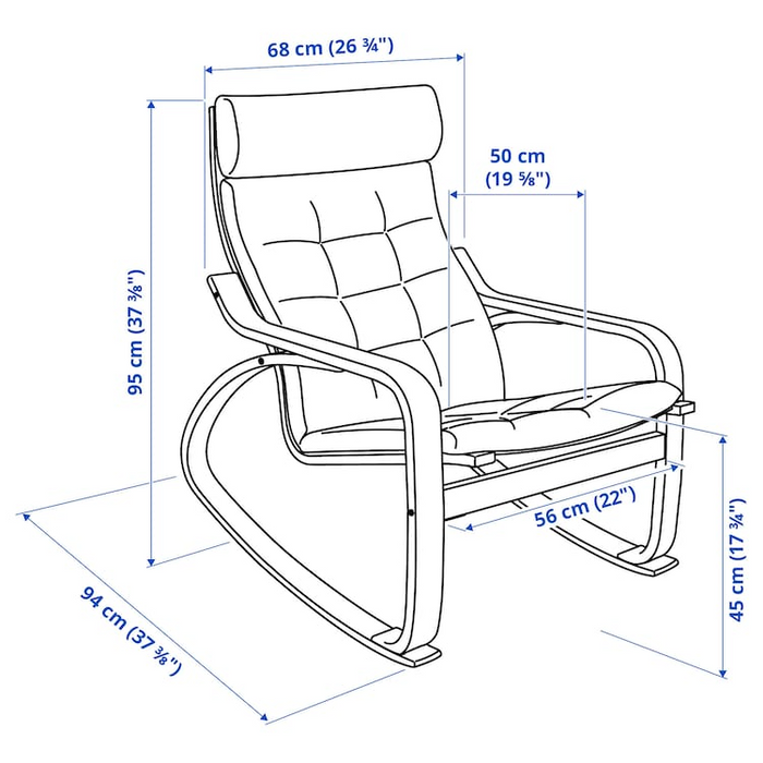 POANG Rocking-chair, black-brown/Gunnared dark grey, 09502120