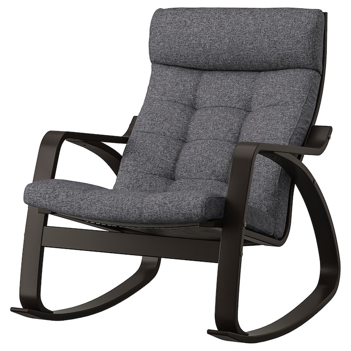 POANG Rocking-chair, black-brown/Gunnared dark grey, 09502120