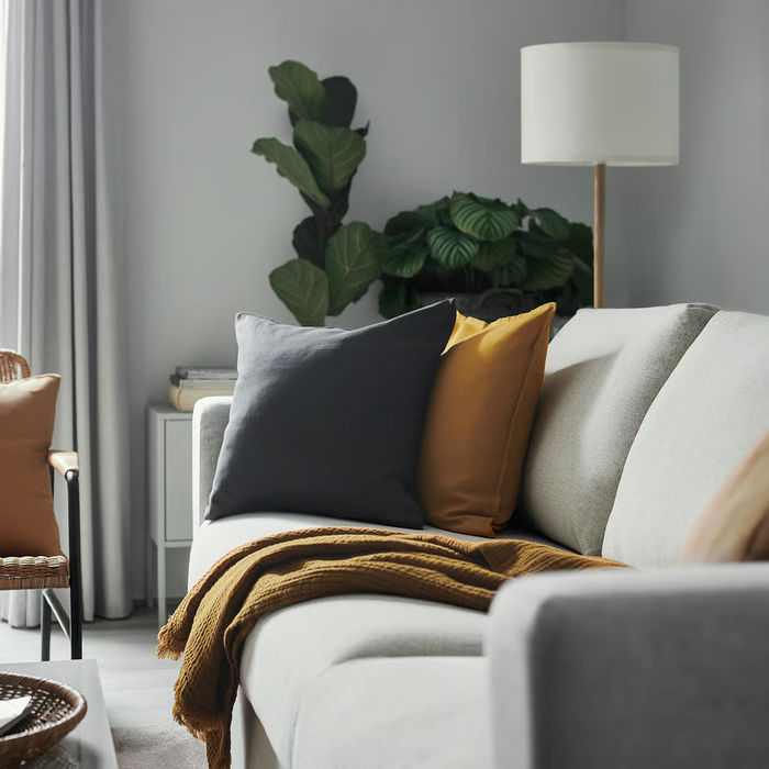 PRAKTSALVIA Cushion cover, anthracite, 50x50 cm, 10511576