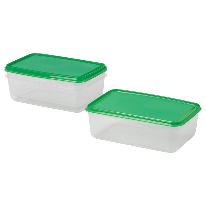 PRUTA Food container, transparent/green, 1.9 l