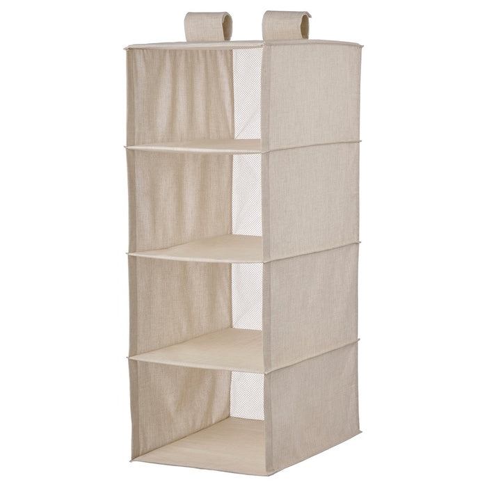 RAGODLING Hanging storage w 4 compartments, textile/beige, 36x45x92 cm