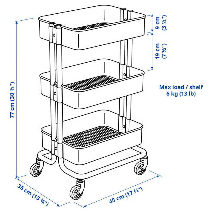 RASKOG Trolley, grey-blue, 35x45x77 cm, 40586787