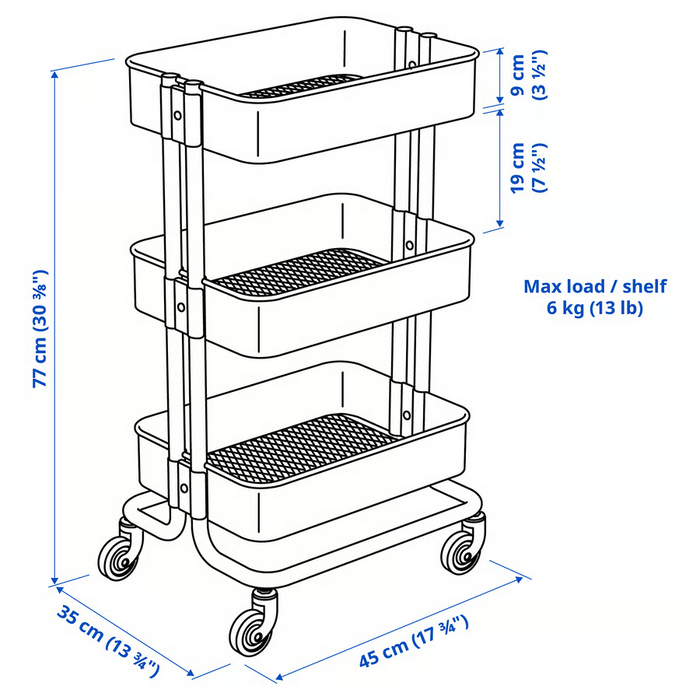 RASKOG trolley 35x45x77 cm white, 20586788