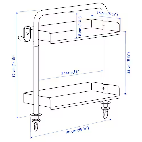 RELATERA Desk top shelf, light grey-green, 40x37 cm