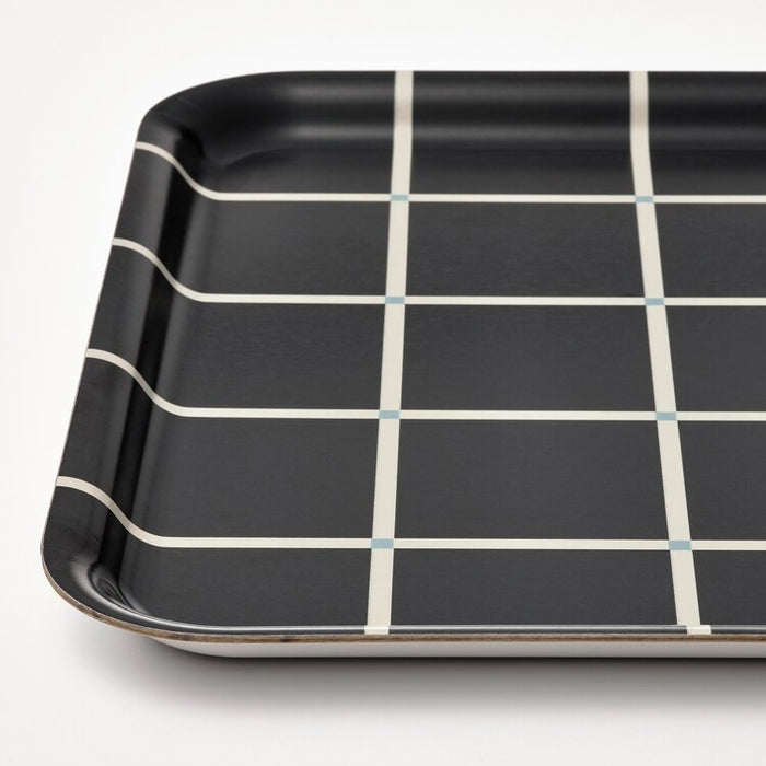 RODKNOT Tray, check pattern black, 33x33 cm