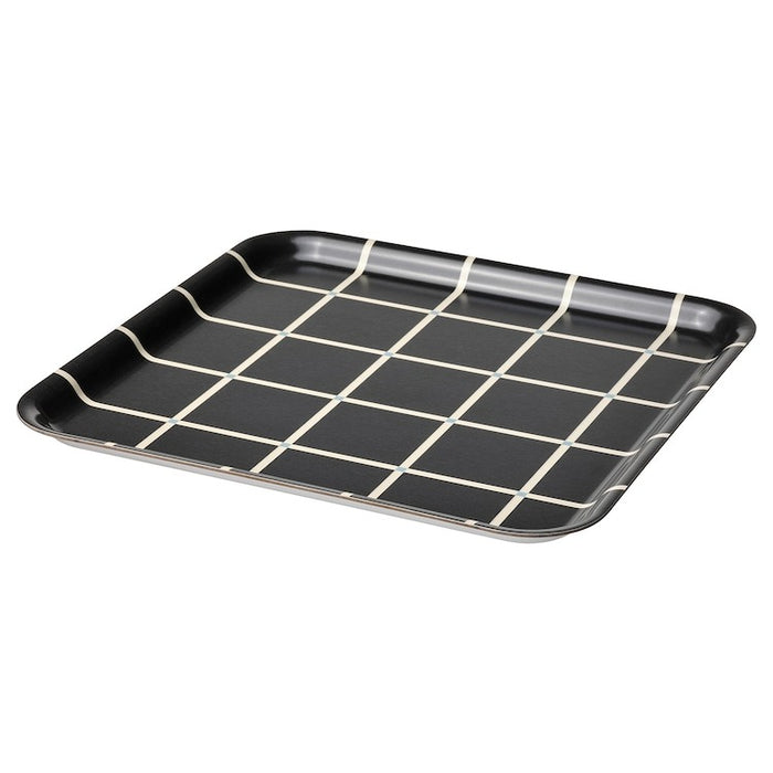 RODKNOT Tray, check pattern black, 33x33 cm