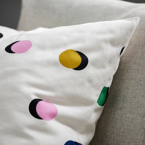 RUNDKRASSING Cushion cover, white multicolour/dot pattern, 50x50 cm