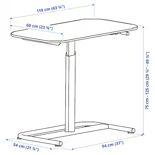 SEGRARE Desk sit/stand, dark grey, 110x60 cm, 70588110