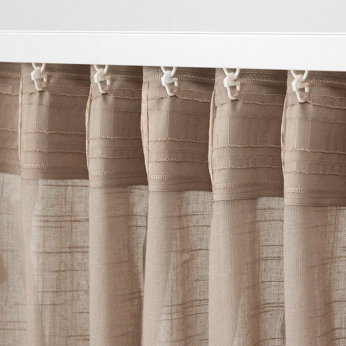 SILVERLONN Sheer curtains, 1 pair, with heading tape/beige, 145x250 cm, 30493977