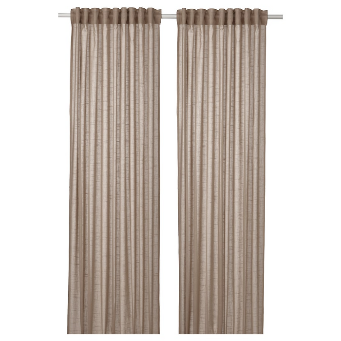 SILVERLONN Sheer curtains, 1 pair, with heading tape/beige, 145x250 cm, 30493977