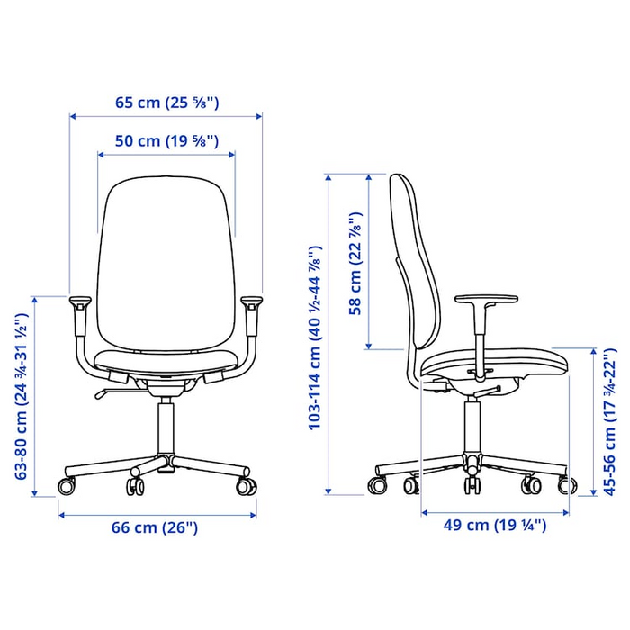 SMORKULL Office chair with armrests, Grasnas dark grey, 10503449